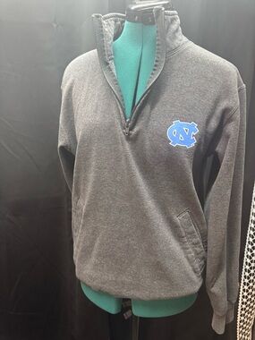 Champion Gray Quarter-Zip Sweatshirt with Light Blue Logo